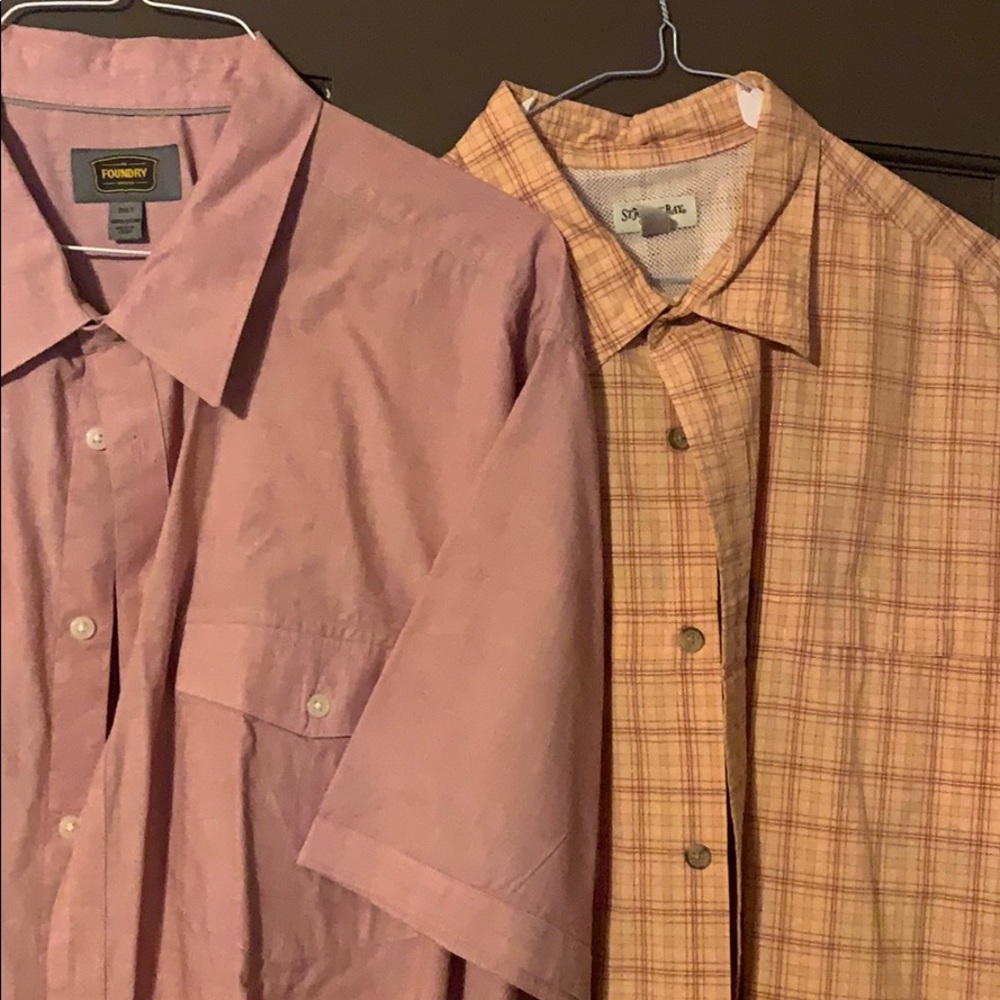 2 short sleeve dress shirts size 3XL red/peach